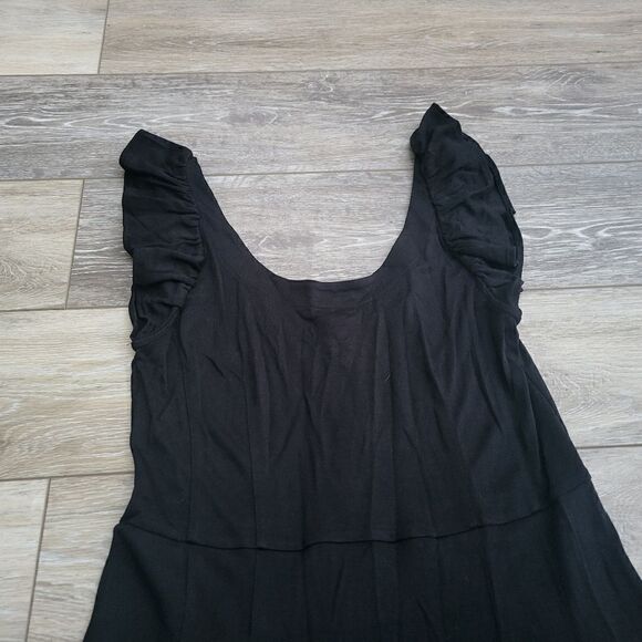 Loft Women's Black Little Mini Dress Size 2 ruffle sleeves fit & flare like new - Picture 9 of 9